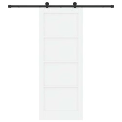 Porte coulissante avec ensemble de matériel blanc 83x211 cm en bois massif de pin 