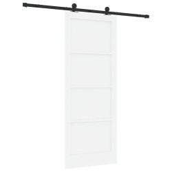Porte coulissante avec ensemble de matériel blanc 83x211 cm en bois massif de pin 