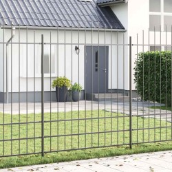 Clôture de jardin avec sommets en arc, grise, 3,4 x 2 m en acier 