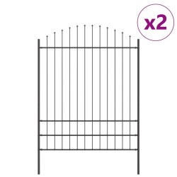 Clôture de jardin avec sommets en arc, grise, 3,4 x 2 m en acier 