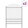 Clôture de jardin avec sommets en arc, grise, 3,4 x 2 m en acier 