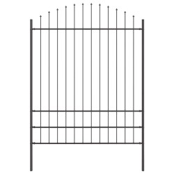 Clôture de jardin avec sommets en arc, grise, 3,4 x 2 m en acier 