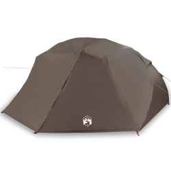 Tente de pêche 7 personnes marron, imperméable 