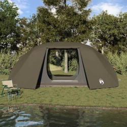 Tente de pêche 7 personnes marron, imperméable 