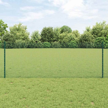 Clôture en fil soudé avec 22 poteaux U verte 0.8x50 m en acier 