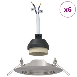 Spots Encastrés 6 pcs Ronds GU10 Argent Ø90 mm Acier 