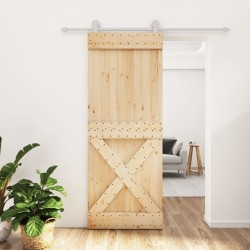 Porte coulissante et kit de quincaillerie 80x210 cm pin massif 