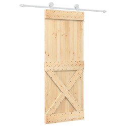 Porte coulissante et kit de quincaillerie 80x210 cm pin massif 