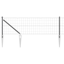 Clôture Euro avec 13 poteaux en pointe, 0,8 x 25 m en acier galvanisé gris 