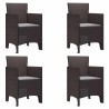 Ensemble de salle à manger de jardin 5 pcs Marron Moyen 