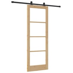 Porte coulissante avec quincaillerie 'ORKDAL'Bois massif et verre 