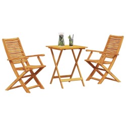 Ensemble meubles extérieur 3 pcs Bois Naturel 60 x 60 x 75 cm 