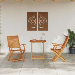 Ensemble meubles extérieur 3 pcs Bois Naturel 60 x 60 x 75 cm 