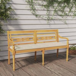 Banc Batavia avec coussin crème 150 cm Bois de teck massif 
