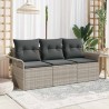 Ensemble de canapés de jardin 3 pièces avec coussins en rattan poly gris clair 