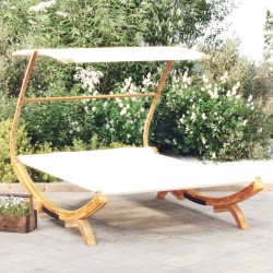 Lit repos avec auvent 165x203x138 cm Bois courbé massif Crème 