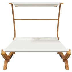 Lit repos avec auvent 165x203x138 cm Bois courbé massif Crème 