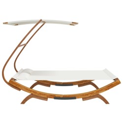 Lit repos avec auvent 165x203x138 cm Bois courbé massif Crème 