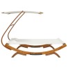 Lit repos avec auvent 165x203x138 cm Bois courbé massif Crème 