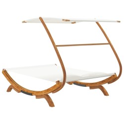 Lit repos avec auvent 165x203x138 cm Bois courbé massif Crème 