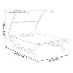 Lit repos avec auvent 165x203x138 cm Bois courbé massif Crème 