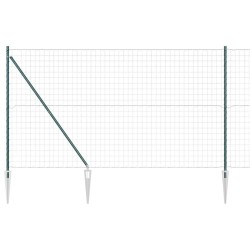 Clôture Euro avec 7 poteaux pointus de 1,5x10 m en acier galvanisé vert 