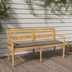 Banc Batavia avec coussin gris 150 cm Bois de teck massif 