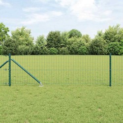 Clôture Euro avec 13 poteaux en pointe 0,4 x 25 m en acier galvanisé vert 