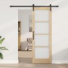Porte Coulissante avec Set de Matériel 'ORKDAL'Bois Massif & Verre 