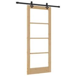 Ensemble de porte coulissante avec quincaillerie 83x202 cm en bois massif de pin 