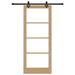 Ensemble de porte coulissante avec quincaillerie 83x202 cm en bois massif de pin 