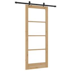 Ensemble de porte coulissante avec quincaillerie 83x202 cm en bois massif de pin 