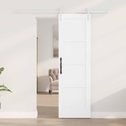 Porte coulissante avec set de matériel blanc 61x198,5 cm bois massif en pin 