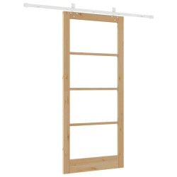 Porte coulissante avec quincaillerie 93x211 cm en pin massif 