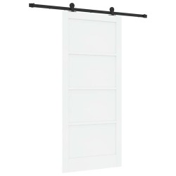 Porte coulissante avec kit de matériel Blanche 93x211 cm Bois massif Pin 