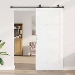 Porte coulissante avec kit de matériel Blanche 93x211 cm Bois massif Pin 