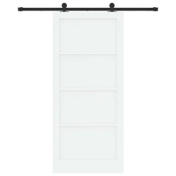 Porte coulissante avec kit de matériel Blanche 93x211 cm Bois massif Pin 
