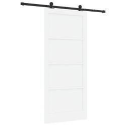 Porte coulissante avec kit de matériel Blanche 93x211 cm Bois massif Pin 