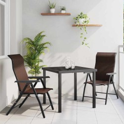 Ensemble de salle à manger de jardin 3 pièces en poly rattan marron 