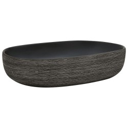 Vasque à poser gris et noir ovale 59x40x14 cm céramique 