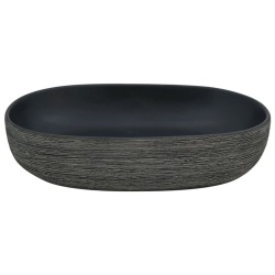 Vasque à poser gris et noir ovale 59x40x14 cm céramique 