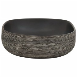 Vasque à poser gris et noir ovale 59x40x14 cm céramique 