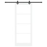 Porte Coulissante avec Ensemble de Matériel 'ORKDAL'Bois Massif Blanc & Verre 