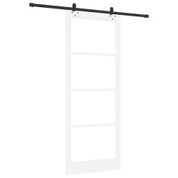 Porte Coulissante avec Ensemble de Matériel 'ORKDAL'Bois Massif Blanc & Verre 
