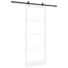 Porte Coulissante avec Ensemble de Matériel 'ORKDAL'Bois Massif Blanc & Verre 