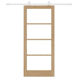 Porte coulissante avec kit de quincaillerie 'ORKDAL'en bois massif et verre 