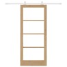 Porte coulissante avec kit de quincaillerie 'ORKDAL'en bois massif et verre 