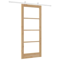 Porte coulissante avec kit de quincaillerie 'ORKDAL'en bois massif et verre 