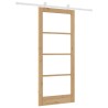 Porte coulissante avec kit de quincaillerie 'ORKDAL'en bois massif et verre 