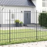 Barrière de Jardin Grise avec Tête en Arc, 3,4 x 1,75 m, en Acier 